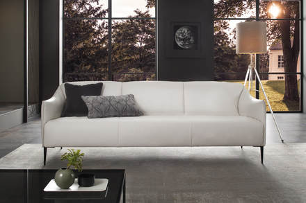 White leather modern sofa